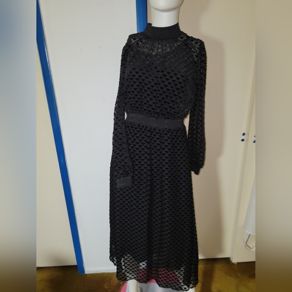 Tory Burch velvet devore midi dress black - Picture 3 of 9